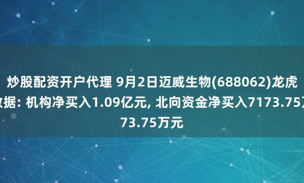 炒股配资开户代理 9月2日迈威生物(688062)龙虎榜数据: 机构净买入1.09亿元, 北向资金净买入7173.75万元